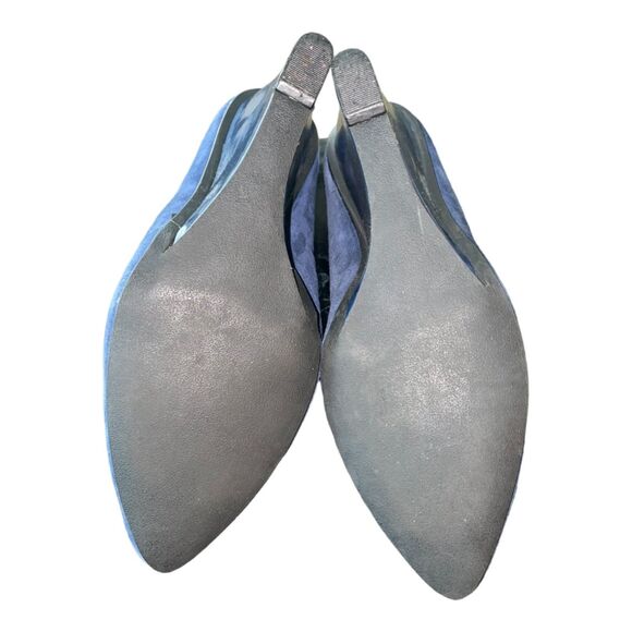 Blue Wedge Patent Leather & Suede Heel - Picture 3 of 4